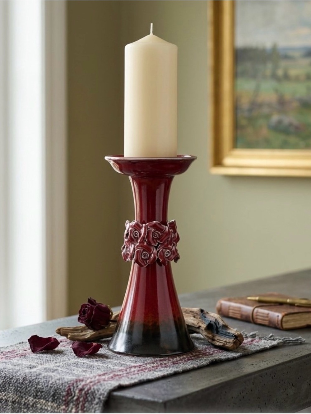 Rose Accent Candle Holder
